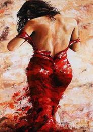 Framed Lady in Red by Emerico TothPure Handpainted Huge Wall Deco Abstract Fine Art Oil Painting On canvas Customised size1056280