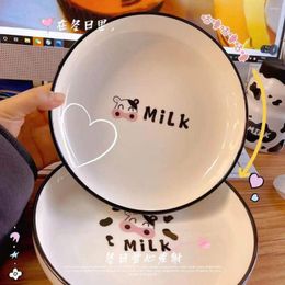 Decorative Figurines Household Plate Dairy Creative Cartoon Bowl Internet Red Cute Tableware Combination Ceramic