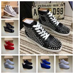With Box 2024 Red Bottoms Shoes Men Women Luxury Shoes Genuine Leather Sneakers Studded Designer Shoe for Top Black White Spikes Casual Rivet AUES