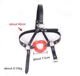 Silicone Force Open Mouth Gag Oral Sex Adult Games Faux Leather harness Bondage HoodHead Restraint Sex Toys for Couples6282438
