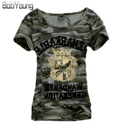 Babyoung Summer Tops Grown Pattern T Shirt Women Army Camouflage Military Uniform Tee Shirt Femme Plus Size Camisetas Mujer 4xl Y17291852