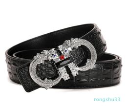 Men Belts Luxury Brand Famous Designer Belt High Quality Male Genuine Leather Strap Wedding Silver Gold Dragon Buckle7205951