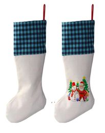 Sublimation Buffalo Plaid Christmas Stocking 4 Colors Blank Halloween Candy Socks Santa Gift Bag Xmas Tree Oranment sea ship BWA762828978