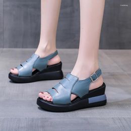 Casual Shoes Thick At The End Of Summer 2024 Joker Loafers Temperament With Wedge Heel Sandals Women