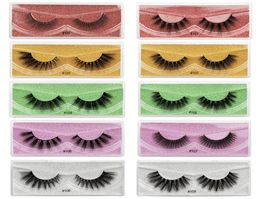 False eyelashes Fibre imitation mink hair Lashes 1 pair natural 3D curling single pairPacking burgundy yellow green purple si8918363