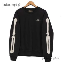 Brand Casual Flocking amirii Bone Pattern Tshirt Top Mens Sweatshirt Hoodie Japanese Korean Streetwear Neck Hoodie High-Quality amirii hoodie 9ba6
