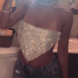 Skirts Water Fashionable Small Strap Spicy Girl Sexy Nightclub Full Diamond Hanging Neck Tank Top Women's Trendy