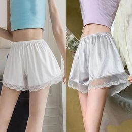 Women's Panties Lace Safety Pants Soft Anti-Emptied Home Loose Shorts Silk Sleeping Girls