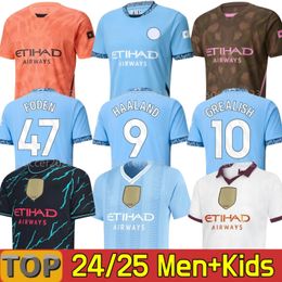 24 25 HAALAND SOCCER JERSEYS GREALISH MANS CITIES MAHREZ fans player version DE BRUYNE FODEN 2024 2023 kids kit sets wpmen uniform MAN CHESTERS