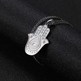 Evil Eyes Hamsa Hand Necklace For Women Men Fatima Choker Necklaces Lucky Amulet Vintage Stainless Steel Jewelry Gift