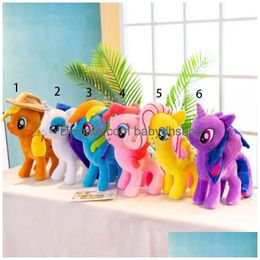 Stuffed Plush Animals 6 Princesses Fur Toy Rainbow Pony Cartoon Figure Drop Delivery Toys Gifts P Dhtfp