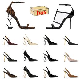 With Box High Heels Sandals Famous Designer Women Golden Gold Leopard Classics Slingback Slides Luxury Lady Platform Leather Heel Suede Pumps Party Wedding Sandale