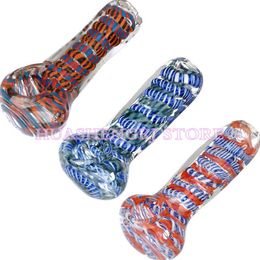 Latest Colorful Rope Design Pyrex Thick Glass Smoking Tube Handpipe Portable Handmade Dry Herb Tobacco Oil Rigs Filter Bong Hand Spoon Pipes DHL