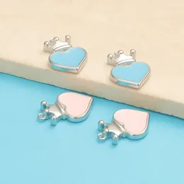 Charms 5Pcs Crown Heart Mirror Polished 304 Stainless Steel Dangle For DIY Bracelets