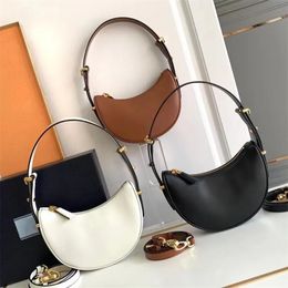 women Leather Underarm half moon bag designer shoulder evening Luxury handbag white crossbody travel bags mens classic chest hobo city tote clutch satchel White bag