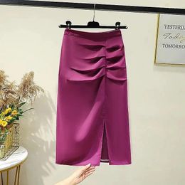 Skirts 2024 Spring And Summer Women's Solid Color High Waist Zipper Bag Hip A-Line Slim Sexy Fashion Casual Commuter Skirt