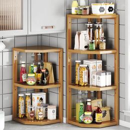 Kitchen Storage Multilayer Rack Home Desktop Corner Shelf For Spices Multi-layer Tripod Oil Salt Sauce Vinegar Shelves