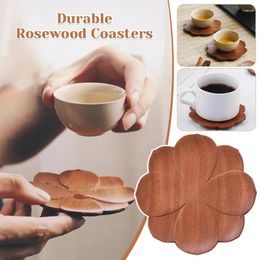 Table Mats Red Sandalwood Coasters Lotus Shape Chinese Creative Wooden Coffee Placemats Drink Mat Durable Heat-insulating Teacups Pad