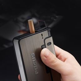 Automatic Cigarette Case Smoking Cigarette Capacity Can Mount Lighter Metal Box For Men Nice Gift Drop convenient2252631