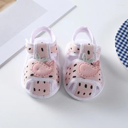 First Walkers Baby Lovely Dot Cartoon Pattern Canvas Sandals Soft Bottom Non-Slip Toddler Shoes Breathable Crib Floor