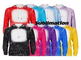 Whole Party Supplies Sublimation Bleached hoodies Heat Transfer Blank Bleach Shirt fully Polyester US Sizes for Men Women 20 c4556306