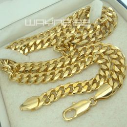 Men's 18K 18CT Gold Filled GF 7mm width 60cm or 50cm Length Chain Necklace N246 259h