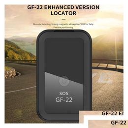 GPS Car Gps Accessories Gf22 Tracker Strong Magnetic Small Location Tracking Device Locator For Cars Motorcycle Truck Recording Drop D Dhepq