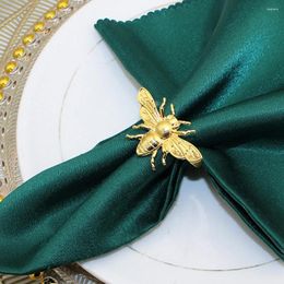 Table Cloth 6 Pcs Napkin Ring Dinner Decors Decoration Gold Metal Party Holders Rings Bee Serviette Buckle