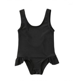 Newborn Toddler Kids Baby Girl Summer Swimsuit Sleeveless Solid Black Swimwear Swimming Bathing Suit One Pieces 03Y13301440