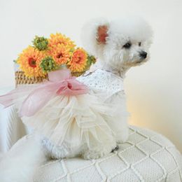 Dog Apparel 1PC Pet Clothing Cat Summer White Wedding Dress Princess With Traction Buckle Suitable For Small And Medium-sized Dogs