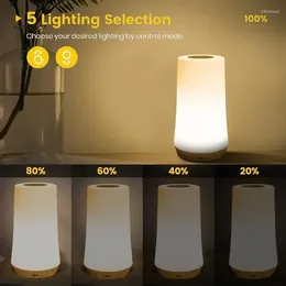 Table Lamps Wood Grain 13 Color Changing Night Light Remote Touch USB Rechargeable RGB Dimmable Portable Bedside Ambience