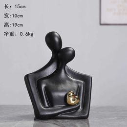 Decorative Objects Figurines Ceramic Abstract Couple Simple Modern Creative Art Decoration Living Room Wine Cabinet foyer TV Home Wealth H240517 9532