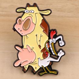 Brooches Anime Cow And Chicken Enamel Pins Badges On Backpack Lapel Cartoon Jewellery Decoration Gift Clothes Accessories