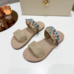Slippers 2024 Holiday Ethnic Style Casual Sandals Fashionable Retro Woven Beach For Women To Wear In Summer