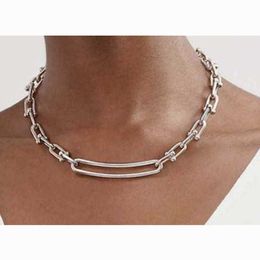 Hot Picking Full titanium steel U-shaped chain Hardwear series vacuum electroplated large buckle chain with long elliptical ring hip-hop necklace