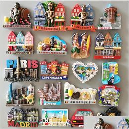 Fridge Magnets Brussels Belgium Sarajevo Hawaii Paris Finland Bosnia Mostar Italy Qatar Scotland Tourist Souvenir Stickers Decor Dro Dho7X