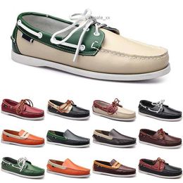 Casual Shoes Sneakers Leather Fabric Men Shoes Loafers Casual Bottom Low Cut Classic Beige Green Dress Shoe Mens Trainer S s