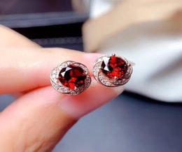 Handmade Garnet cz Stud Earring 100 Real 925 sterling silver Jewelry Engagement Wedding Earrings for Women Bridal Gift3232826