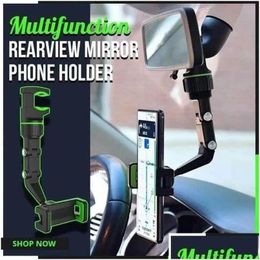 Mp3/4 Docks Cradles Car Phone Holder Adjustable 360-Degree Rotation Clip Rearview Mirror First-Person View Video Shooting Driving D Dhgwy