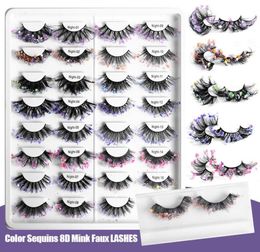 Luminous Coloured Faux 3D Mink Eyelashes Thick Long Fluffy False Eyelash Sequins Full Strip Eye Lashes Extension Makeup1680665