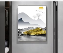Modern Abstract Landscape Art Snow Mountain Sunrise Canvas Painting Wall Art Pictures for Living Room Home Decor No Frame8407979