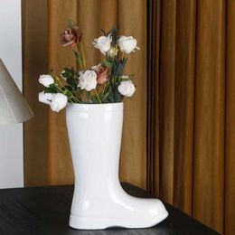 Vases Creative ins boots rain shoes flower vases ceramic arrangements artistic high-end home soft decorations H240518