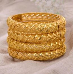 Annayoyo 4Pcslot 24K Dubai India Ethiopian Gold Filled Color Bangles For Women girls party jewelry BanglesBracelet gifts15089113