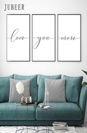 Love You More Canvas Painting Lovely Words Wedding Gift Set Of 3 Prints Bedroom Wall Art Love Quote Sign Nordic Decoration Home4590627