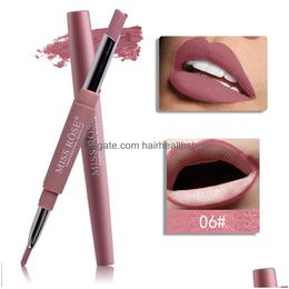 Lip Pencils Miss Rose 2 In 1 Liner Pencil Lipstick Beauty Makeup Waterproof Nude Colour Cosmetics Lipliner Pen Drop Delivery Health Lip Dhvnu