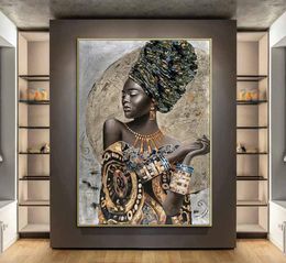 African Black Woman Abstract Art Posters And Prints National Style Women Canvas Paintings Pictures for Living Room Wall Decor8071465