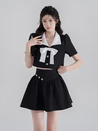 Work Dresses Korean Elegant Fashion OL Two Piece Set For Women Crop Top Skirt Suits Small Fragrant 2 Sets Summer Outfits