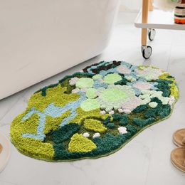 Carpets Instagram Round Carpet Irregular High and Low Hair 3D Flocking Floor Mat Bathroom Water Absorbing Foot Moss Bedside H240517