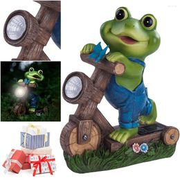 Garden Decorations Resin Frog Statue With Solar Light Cycling Model Sculpture Cute Animal For Outdoor Yard Decor