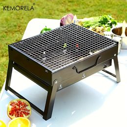 Portable BBQ Charcoal Grill Stainless Steel Small Mini Tool Kit Outdoor Cooking Camping Picnic Beach 240517